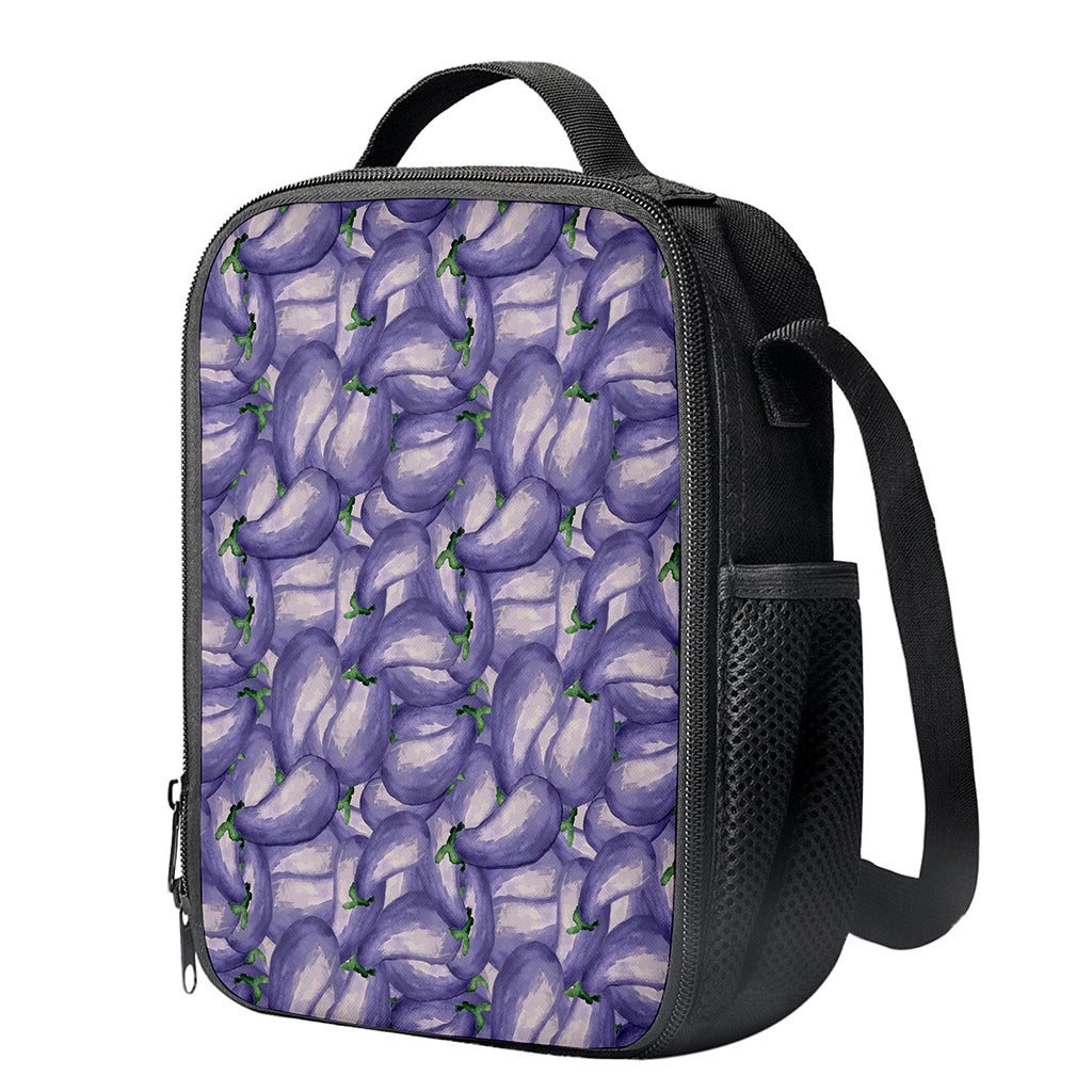 Watercolor Eggplant Print Crossbody Lunch Bag