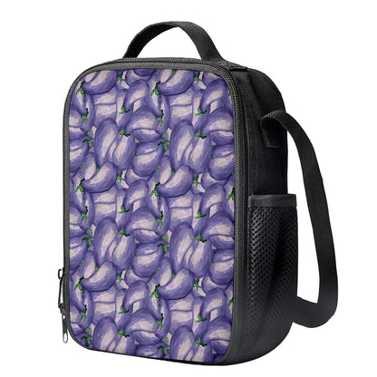 Watercolor Eggplant Print Crossbody Lunch Bag