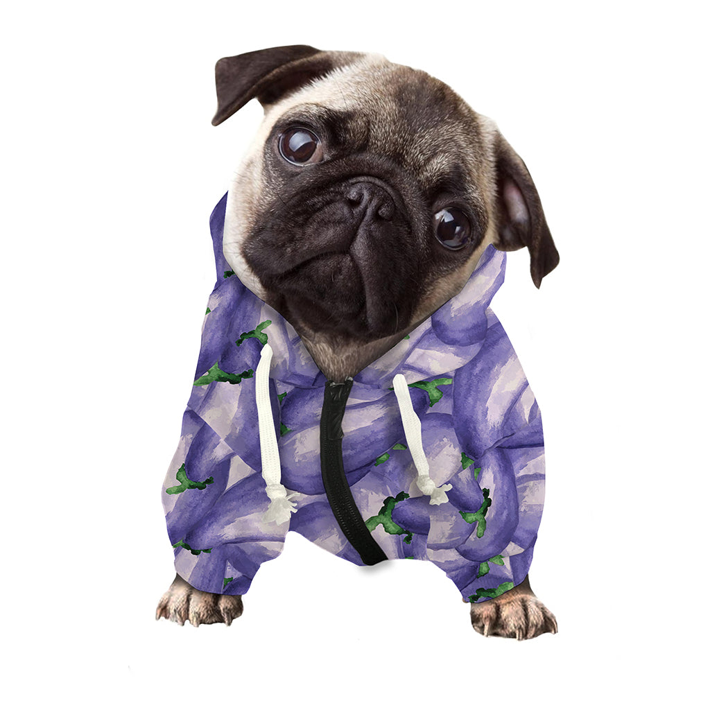 Watercolor Eggplant Print Dog Zip Up Hoodie