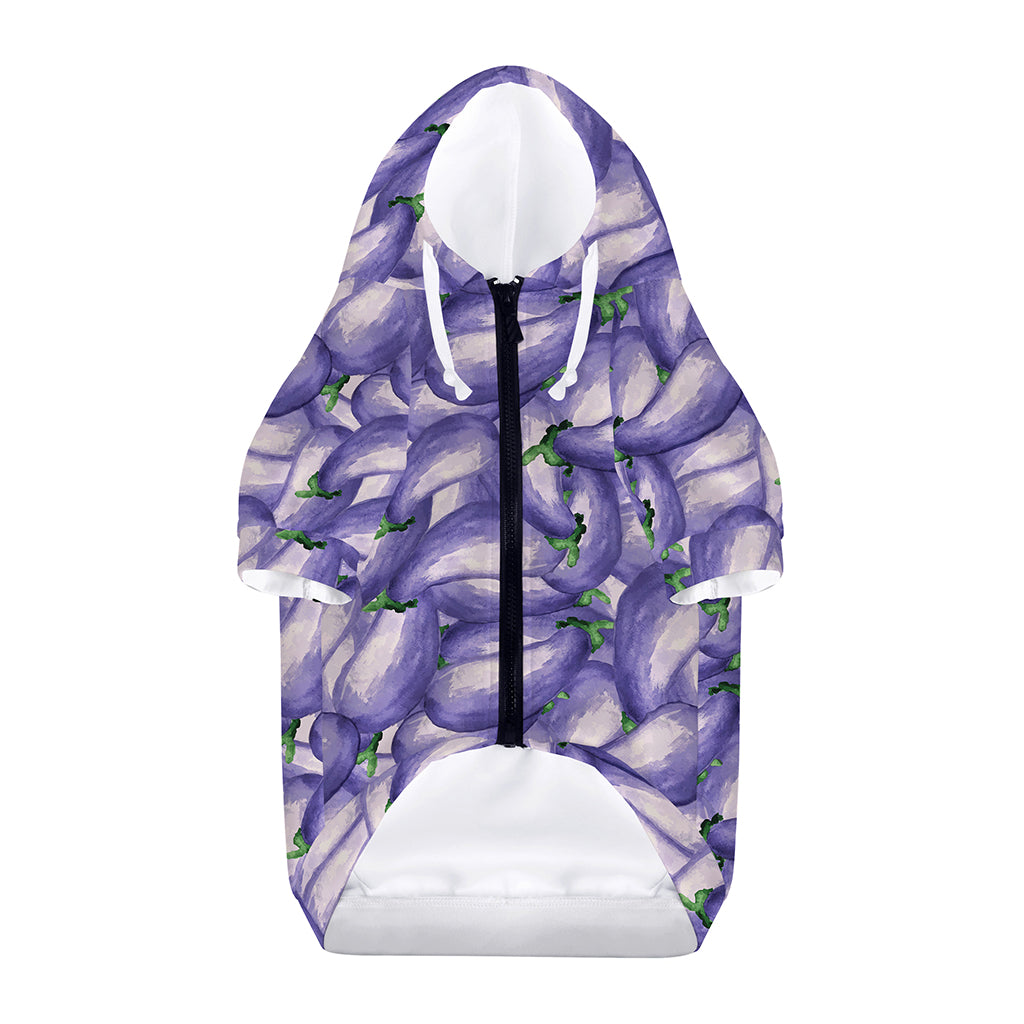 Watercolor Eggplant Print Dog Zip Up Hoodie
