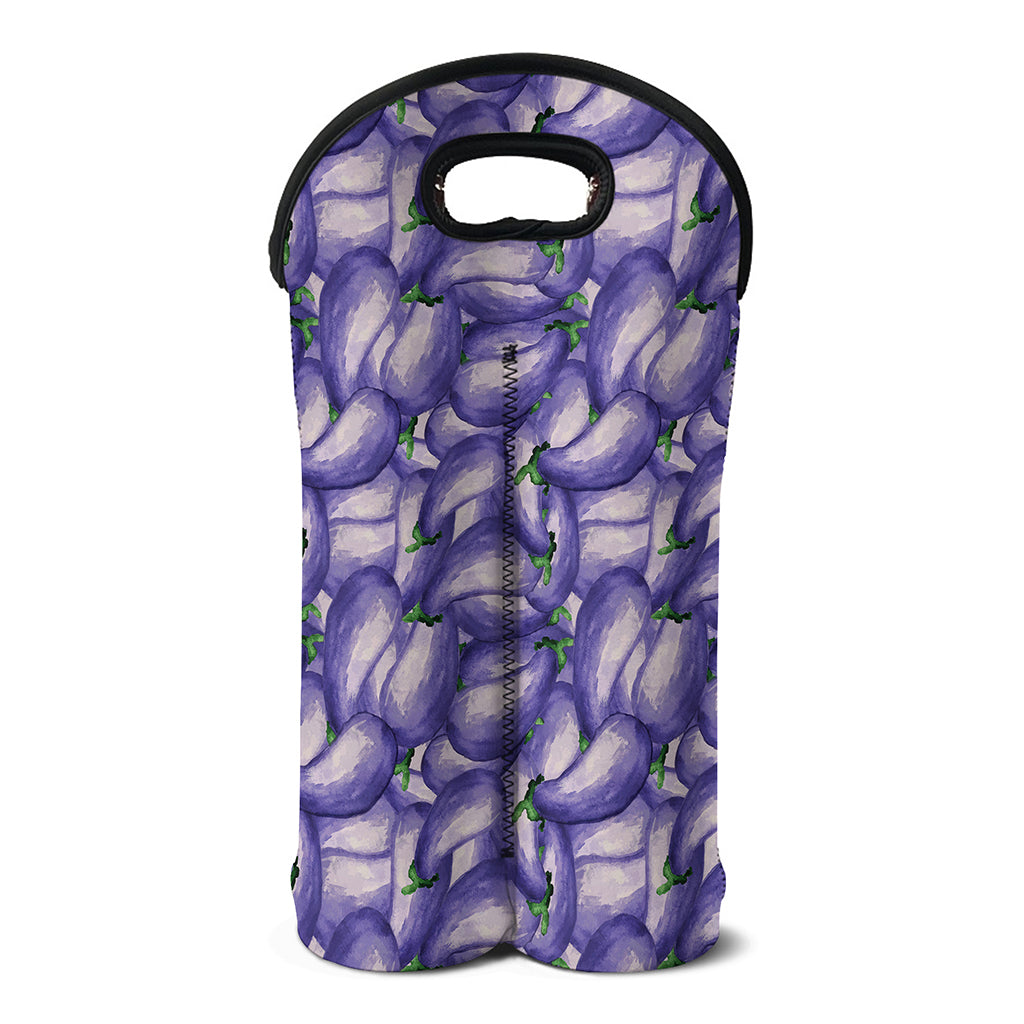 Watercolor Eggplant Print Double Neoprene Wine Tote