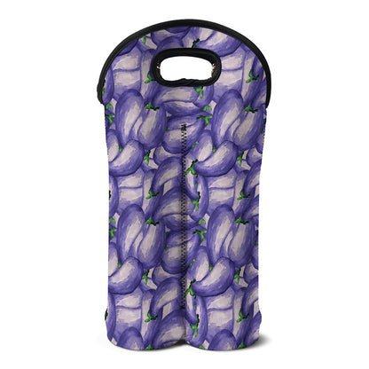 Watercolor Eggplant Print Double Neoprene Wine Tote