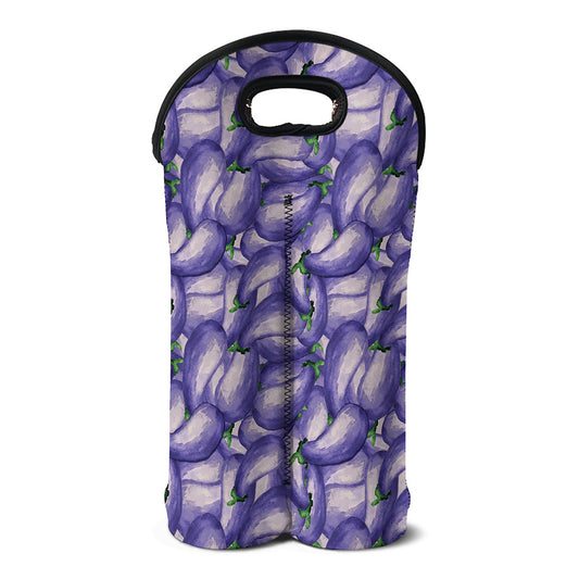 Watercolor Eggplant Print Double Neoprene Wine Tote