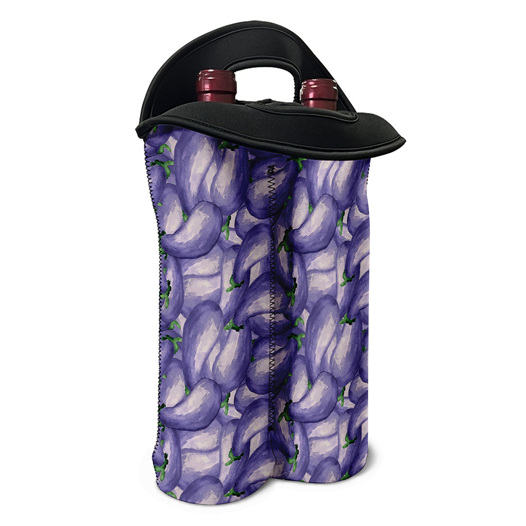 Watercolor Eggplant Print Double Neoprene Wine Tote