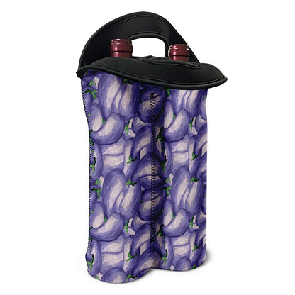 Watercolor Eggplant Print Double Neoprene Wine Tote