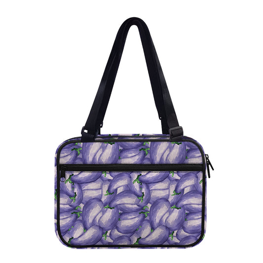 Watercolor Eggplant Print Double Strap Bible Bag