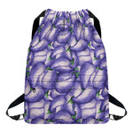 Watercolor Eggplant Print Drawstring Backpack