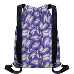 Watercolor Eggplant Print Drawstring Backpack