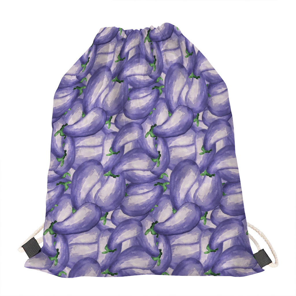 Watercolor Eggplant Print Drawstring Bag