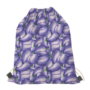 Watercolor Eggplant Print Drawstring Bag