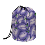Watercolor Eggplant Print Drawstring Makeup Bag