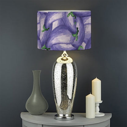 Watercolor Eggplant Print Drum Lamp Shade