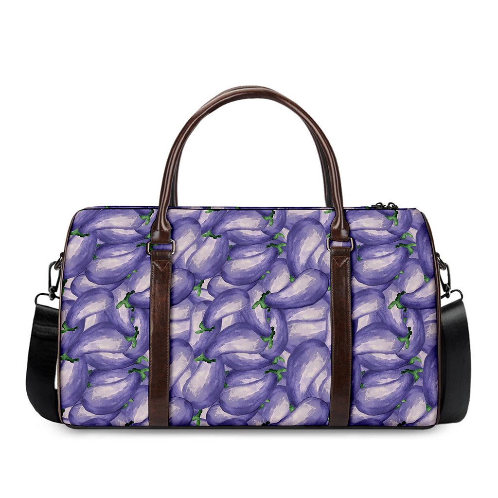 Watercolor Eggplant Print Duffle Bag