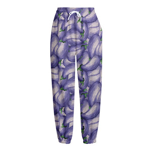 Watercolor Eggplant Print Fleece Lined Knit Pants