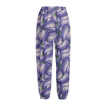 Watercolor Eggplant Print Fleece Lined Knit Pants