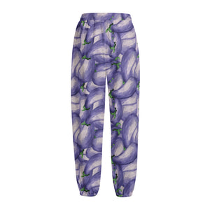 Watercolor Eggplant Print Fleece Lined Knit Pants