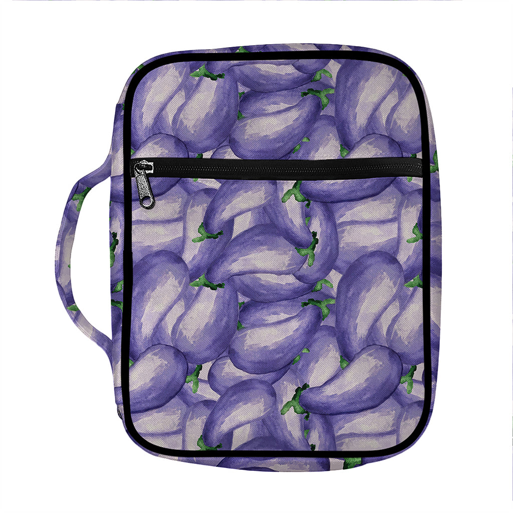 Watercolor Eggplant Print Front Pocket Bible Bag