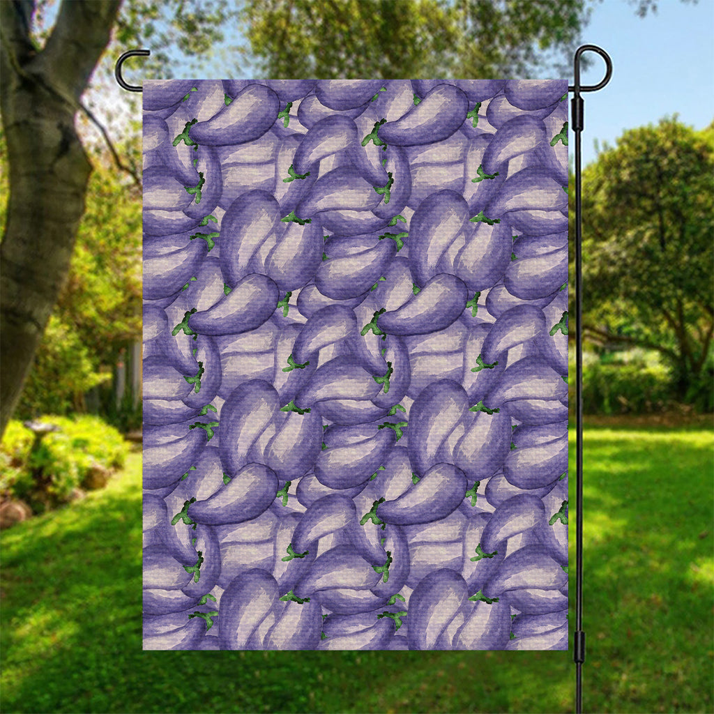 Watercolor Eggplant Print Garden Flag