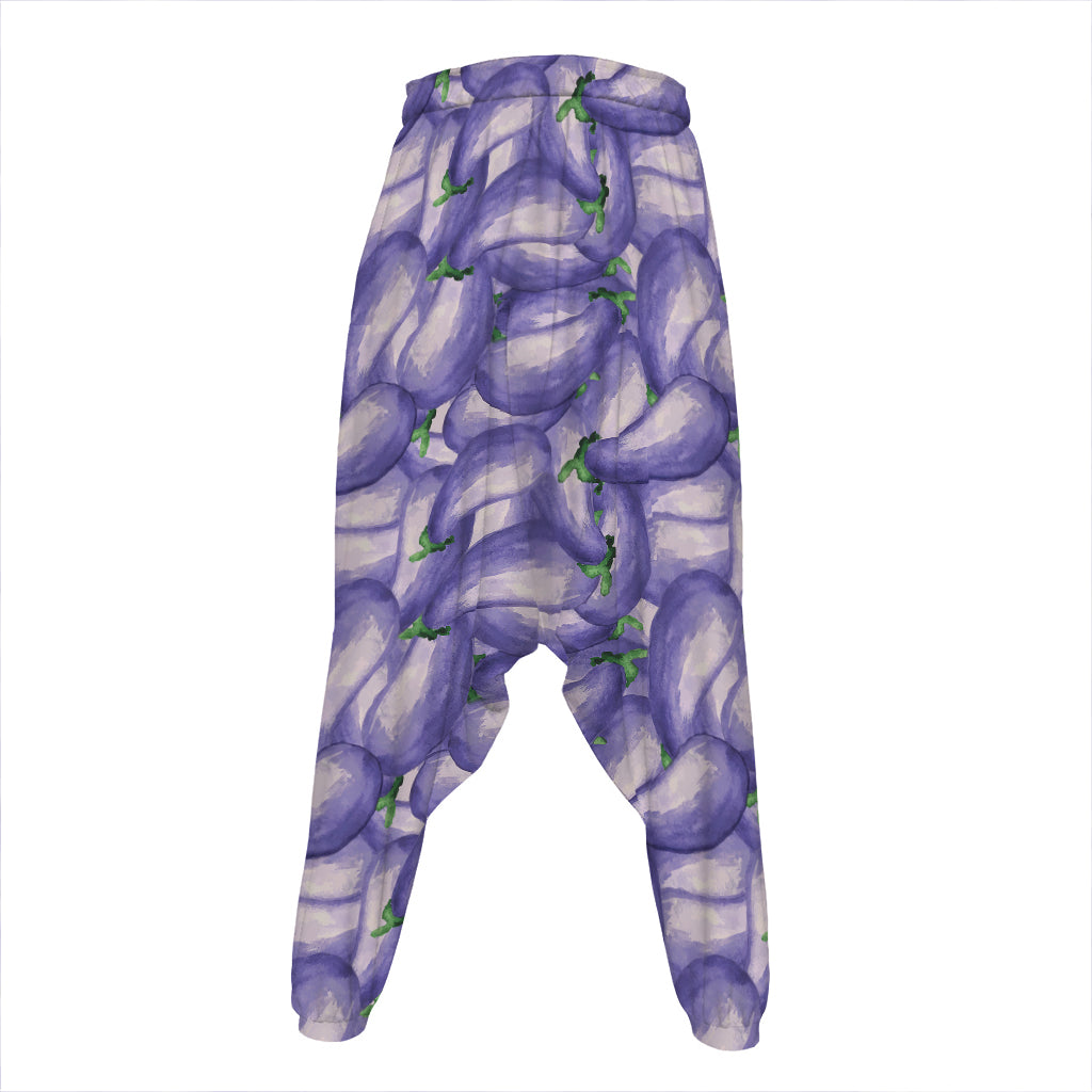 Watercolor Eggplant Print Hammer Pants