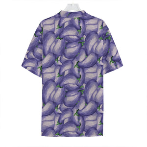 Watercolor Eggplant Print Hawaiian Shirt