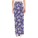 Watercolor Eggplant Print High Slit Maxi Skirt