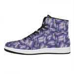 Watercolor Eggplant Print High Top Leather Sneakers