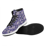 Watercolor Eggplant Print High Top Leather Sneakers