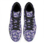 Watercolor Eggplant Print High Top Leather Sneakers