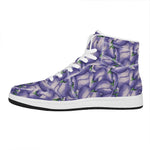 Watercolor Eggplant Print High Top Leather Sneakers