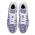 Watercolor Eggplant Print High Top Leather Sneakers