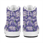 Watercolor Eggplant Print High Top Leather Sneakers
