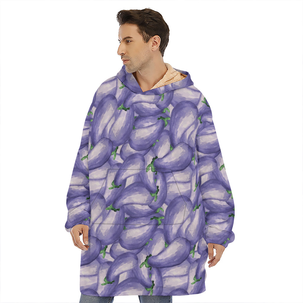 Watercolor Eggplant Print Hoodie Blanket