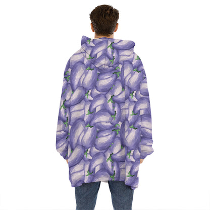 Watercolor Eggplant Print Hoodie Blanket