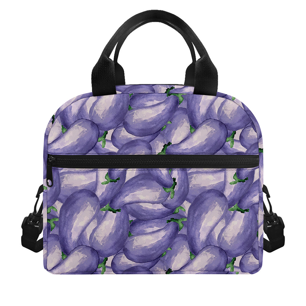 Watercolor Eggplant Print Insulated Lunch Bag