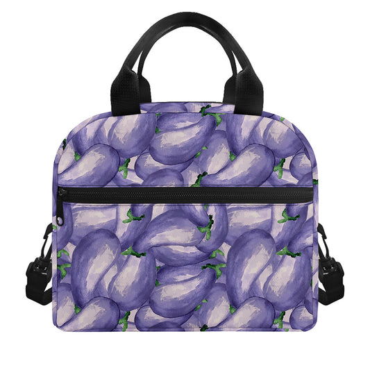 Watercolor Eggplant Print Insulated Lunch Bag