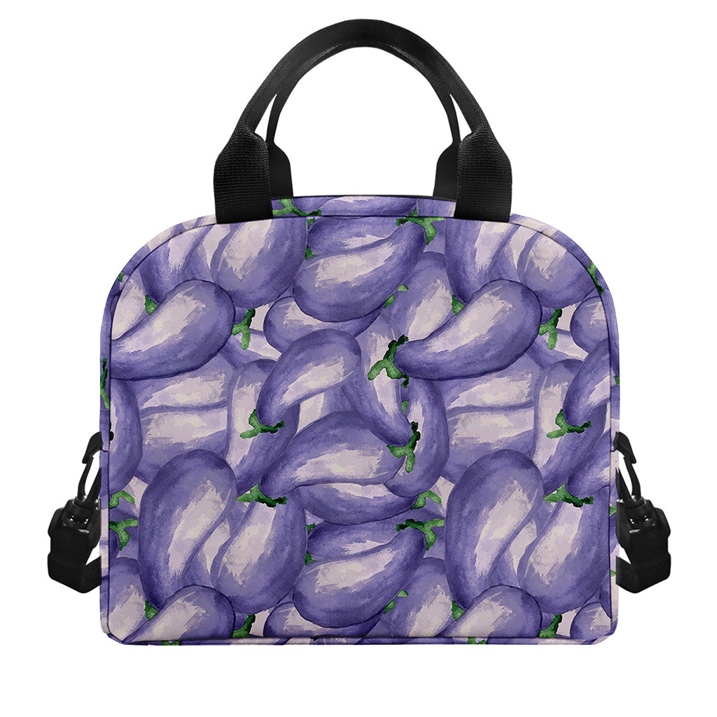 Watercolor Eggplant Print Insulated Lunch Bag
