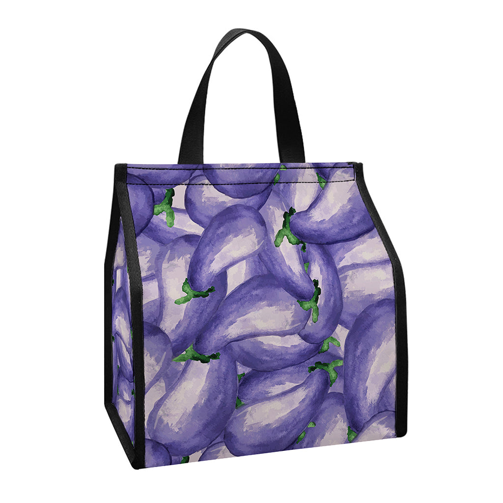 Watercolor Eggplant Print Insulated Lunch Tote