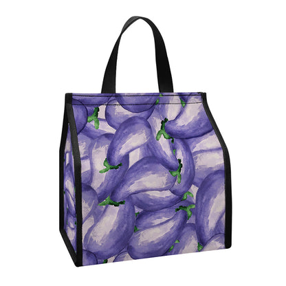 Watercolor Eggplant Print Insulated Lunch Tote