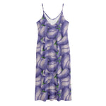 Watercolor Eggplant Print Jersey Midi Cami Dress