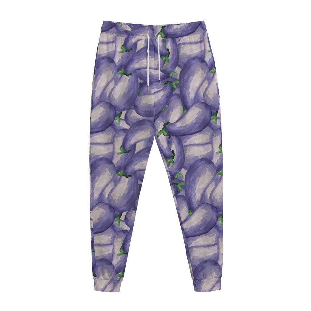 Watercolor Eggplant Print Jogger Pants