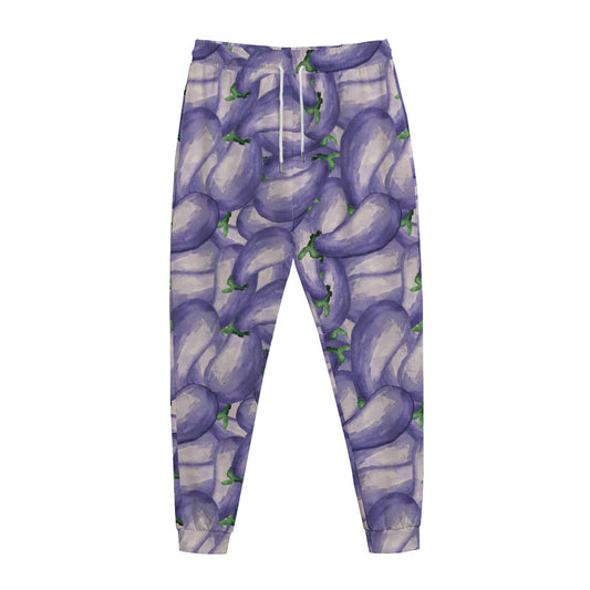 Watercolor Eggplant Print Jogger Pants