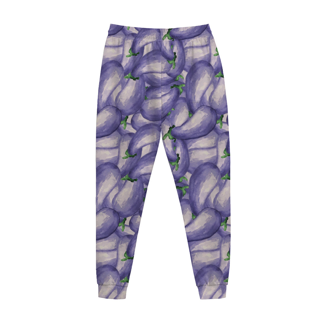 Watercolor Eggplant Print Jogger Pants