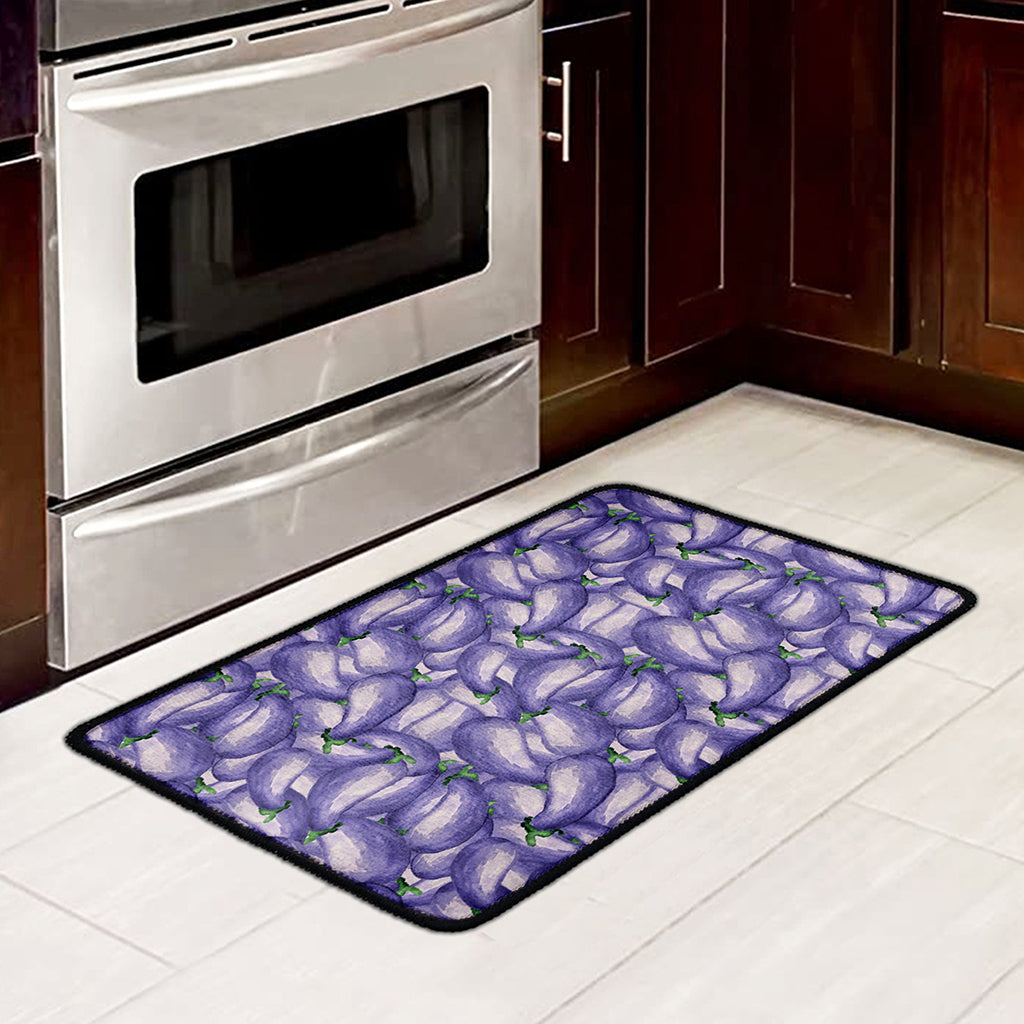 Watercolor Eggplant Print Kitchen Mat