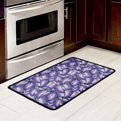 Watercolor Eggplant Print Kitchen Mat