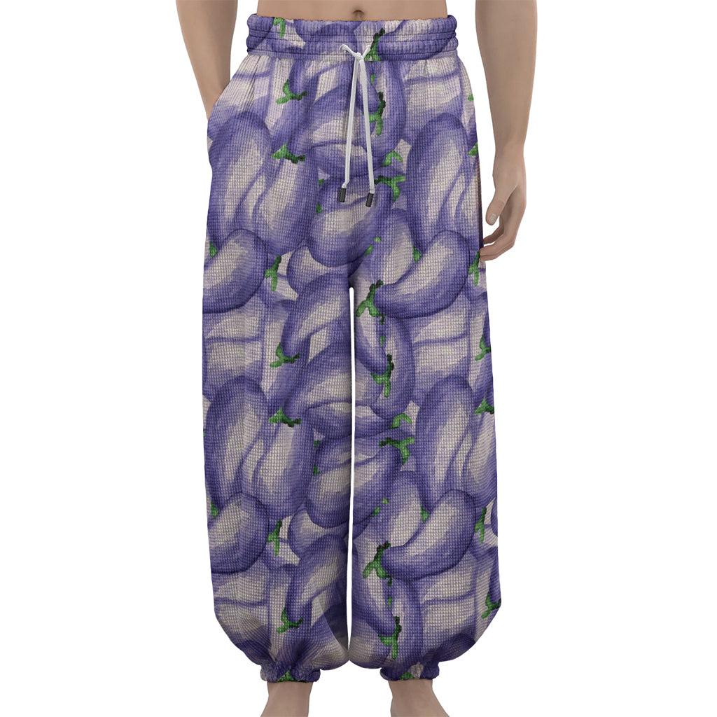 Watercolor Eggplant Print Lantern Pants