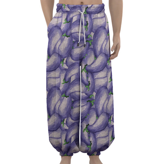 Watercolor Eggplant Print Lantern Pants