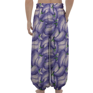 Watercolor Eggplant Print Lantern Pants