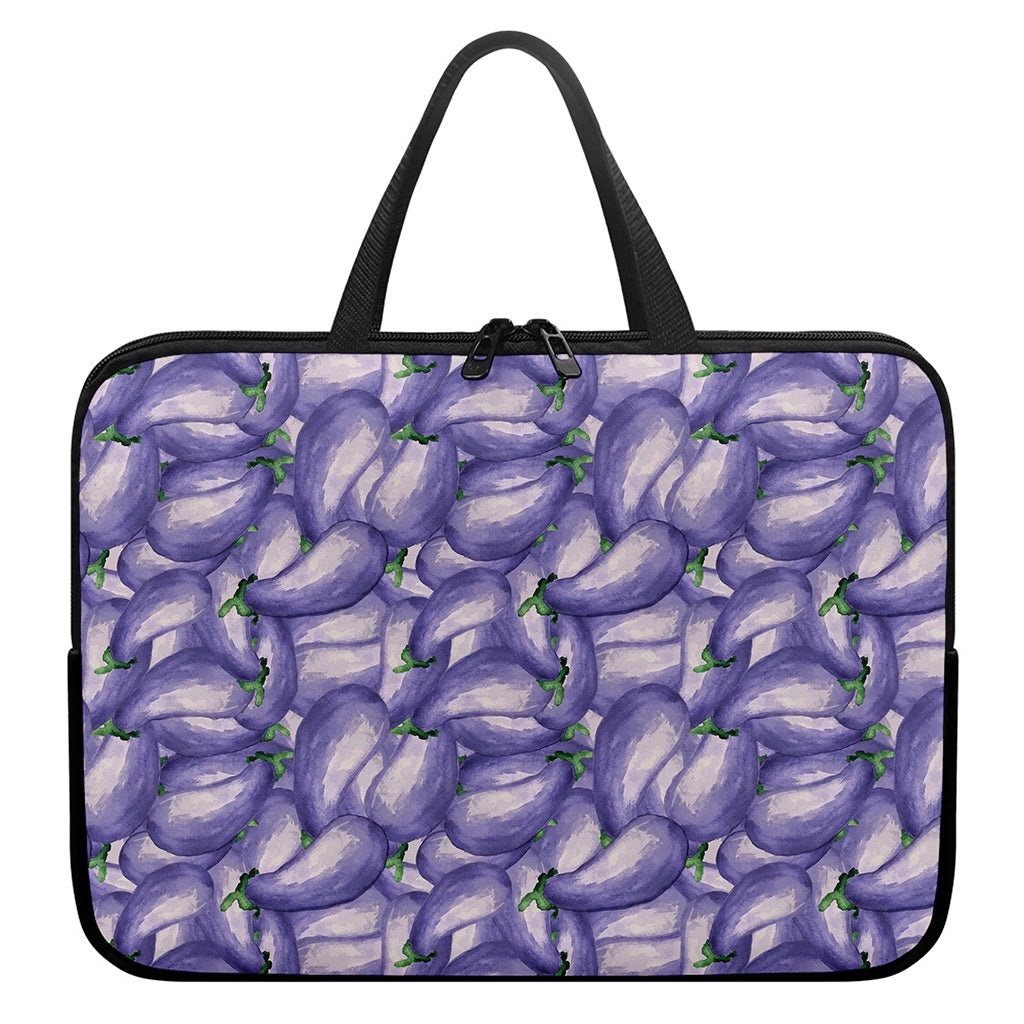 Watercolor Eggplant Print Laptop Sleeve With Handle