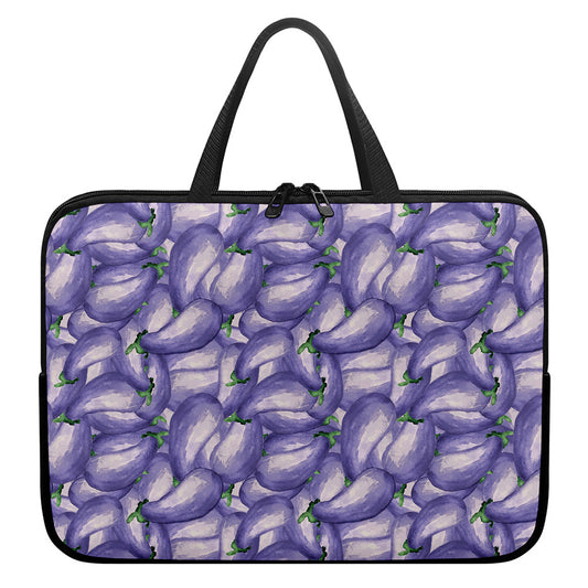 Watercolor Eggplant Print Laptop Sleeve With Handle