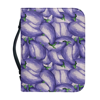 Watercolor Eggplant Print Leather Bible Cover